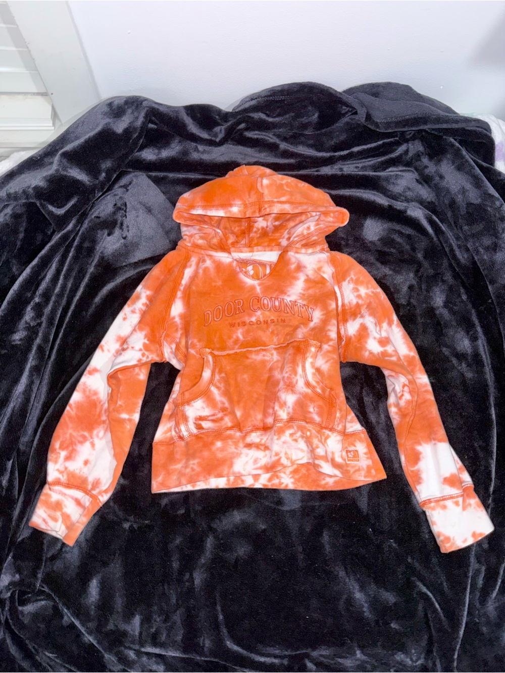 Blue Ocean Door County Wisconsin Orange Tie Dye Hoodie Small